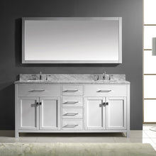 Load image into Gallery viewer, MD-2072-WMSQ-WH White  Caroline 72&quot; Double Bath Vanity Set with Italian Carrara White Marble Top &amp; Rectangular Double Centered Basin, Mirror