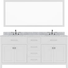 Load image into Gallery viewer, MD-2072-WMSQ-WH White  Caroline 72&quot; Double Bath Vanity Set with Italian Carrara White Marble Top &amp; Rectangular Double Centered Basin, Mirror
