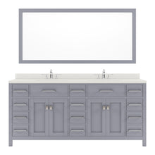 Load image into Gallery viewer, MD-2172-DWQRO-GR Gray Caroline Parkway 72&quot; Double Bath Vanity Set with Dazzle White Quartz Top &amp; Oval Double Centered Basin, Mirror
