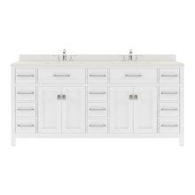 Load image into Gallery viewer, MD-2172-DWQRO-WH White Caroline Parkway 72&quot; Double Bath Vanity Set with Dazzle White Quartz Top &amp; Oval Double Centered Basin