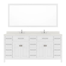 Load image into Gallery viewer, MD-2172-DWQRO-WH White Caroline Parkway 72&quot; Double Bath Vanity Set with Dazzle White Quartz Top &amp; Oval Double Centered Basin, Mirror
