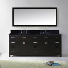 Load image into Gallery viewer, MD-2178-BGSQ-ES Espresso Caroline Parkway 78&quot; Double Bath Vanity Set with Black Galaxy Granite Top &amp; Rectangular Double Centered Basin, Mirror
