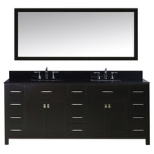 Load image into Gallery viewer, MD-2178-BGSQ-ES Espresso Caroline Parkway 78&quot; Double Bath Vanity Set with Black Galaxy Granite Top &amp; Rectangular Double Centered Basin, Mirror