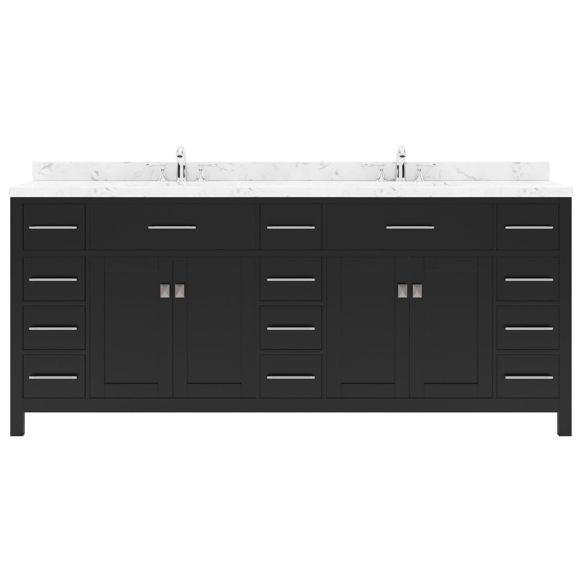 MD-2178-CMSQ-ES espresso Caroline Parkway 78" Double Bath Vanity Set with Cultured Marble Quartz Top & Rectangular Centered Basin