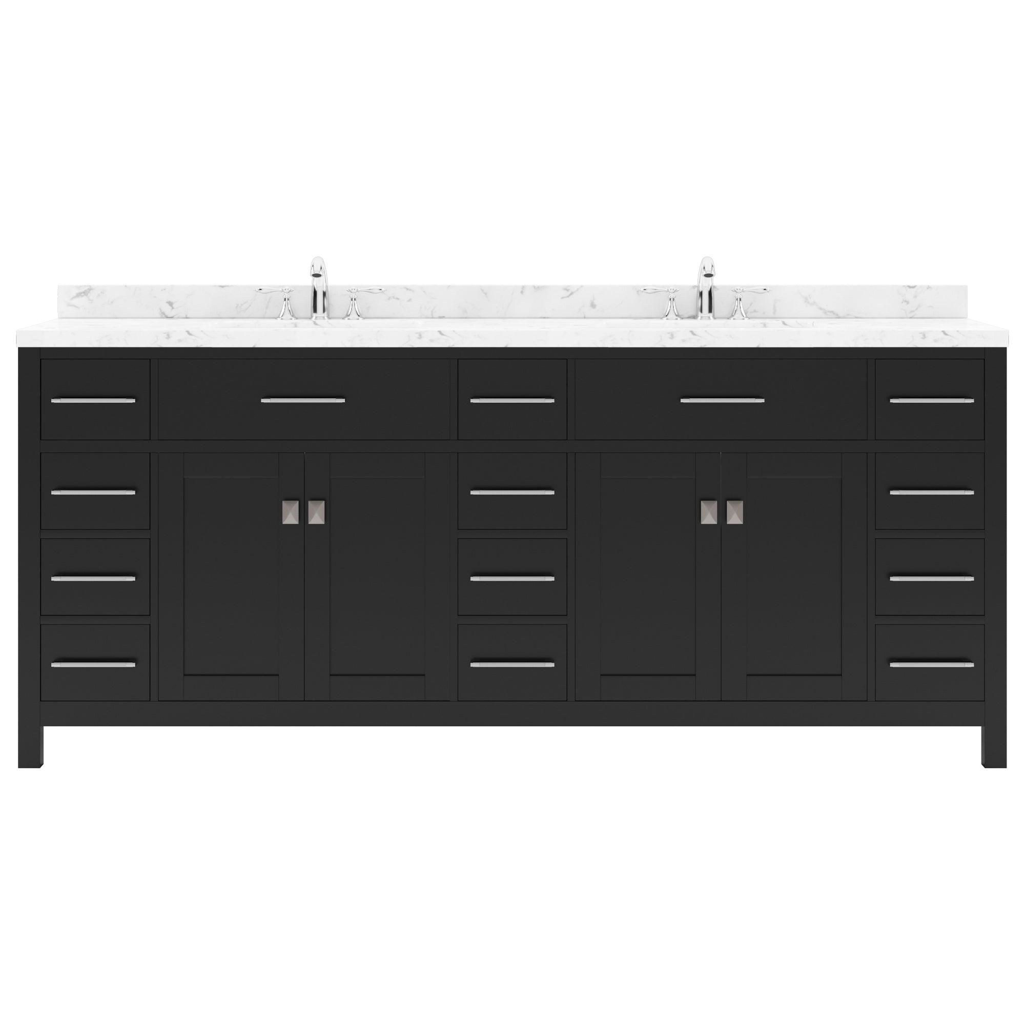 MD-2178-CMSQ-ES espresso Caroline Parkway 78" Double Bath Vanity Set with Cultured Marble Quartz Top & Rectangular Centered Basin