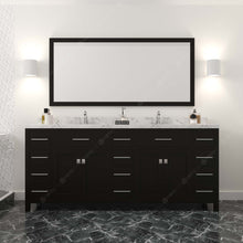 Load image into Gallery viewer, MD-2178-CMSQ-ES espresso Caroline Parkway 78&quot; Double Bath Vanity Set with Cultured Marble Quartz Top &amp; Rectangular Centered Basin, Mirror