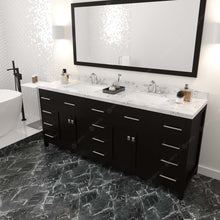 Load image into Gallery viewer, MD-2178-CMSQ-ES espresso Caroline Parkway 78&quot; Double Bath Vanity Set with Cultured Marble Quartz Top &amp; Rectangular Centered Basin, Mirror side