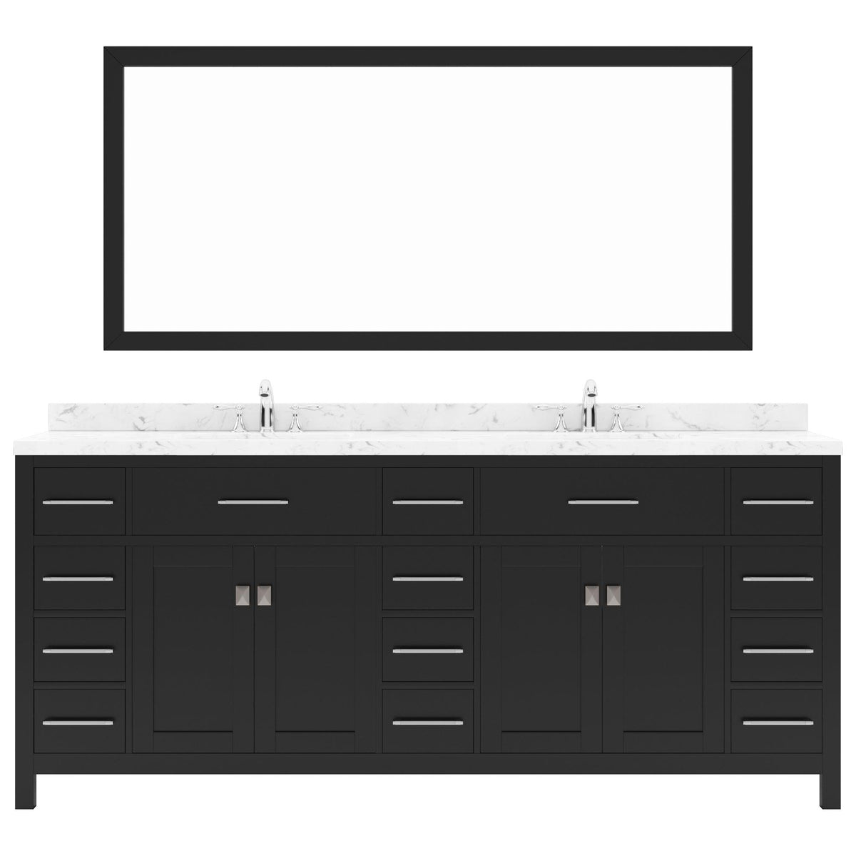MD-2178-CMSQ-ES espresso Caroline Parkway 78" Double Bath Vanity Set with Cultured Marble Quartz Top & Rectangular Centered Basin, Mirror