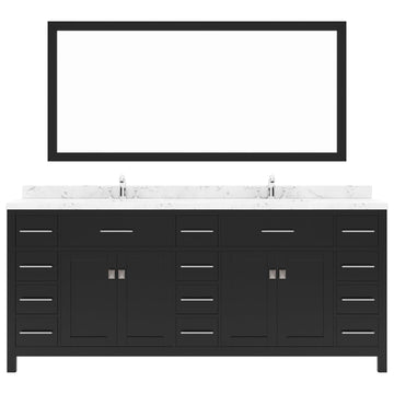 MD-2178-CMSQ-ES espresso Caroline Parkway 78" Double Bath Vanity Set with Cultured Marble Quartz Top & Rectangular Centered Basin, Mirror