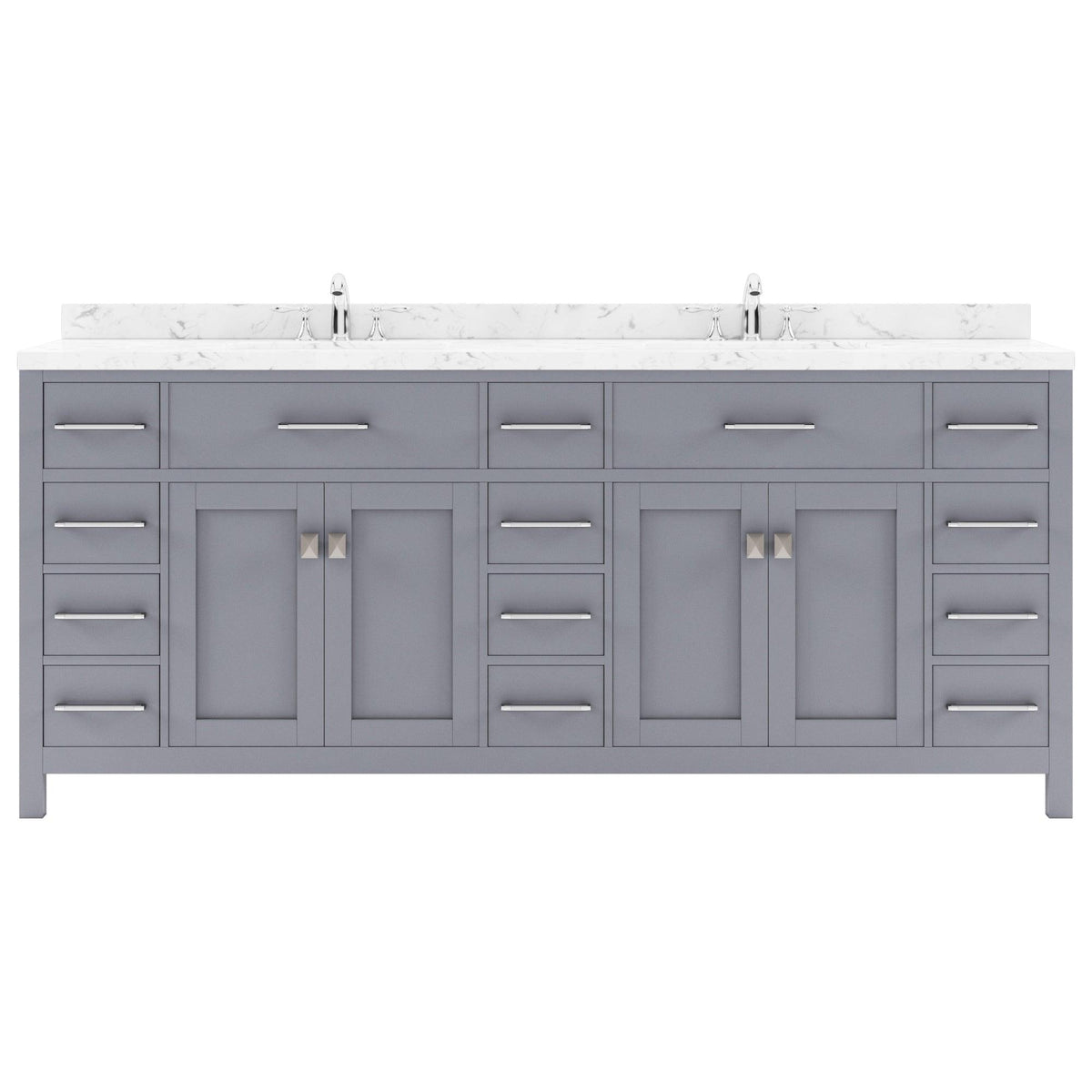 MD-2178-CMSQ-GR Gray Caroline Parkway 78" Double Bath Vanity Set with Cultured Marble Quartz Top & Rectangular Centered Basin