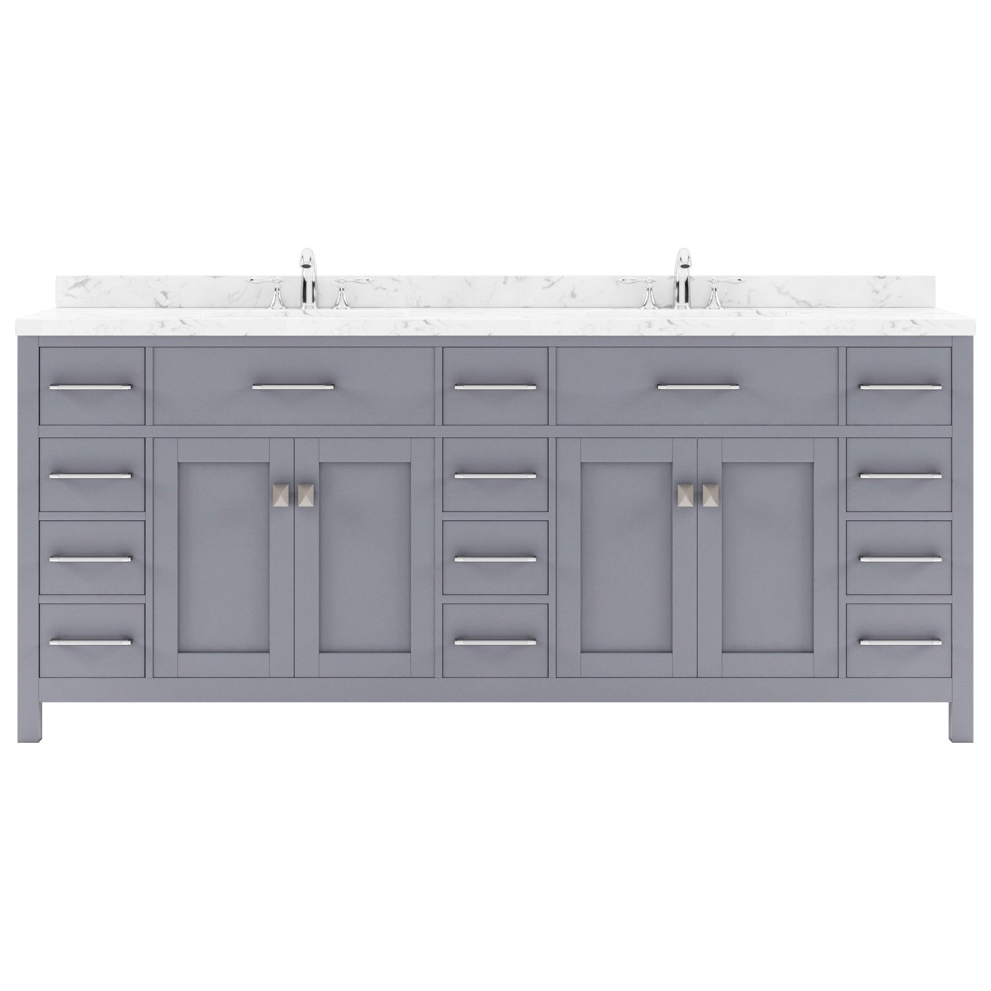 MD-2178-CMSQ-GR Gray Caroline Parkway 78" Double Bath Vanity Set with Cultured Marble Quartz Top & Rectangular Centered Basin