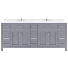 Load image into Gallery viewer, MD-2178-CMSQ-GR Gray Caroline Parkway 78&quot; Double Bath Vanity Set with Cultured Marble Quartz Top &amp; Rectangular Centered Basin