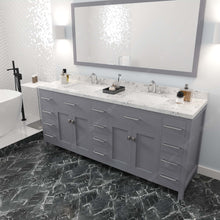 Load image into Gallery viewer, MD-2178-CMSQ-GR Gray Caroline Parkway 78&quot; Double Bath Vanity Set with Cultured Marble Quartz Top &amp; Rectangular Centered Basin, Mirror side