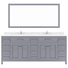 Load image into Gallery viewer, MD-2178-CMSQ-GR Gray Caroline Parkway 78&quot; Double Bath Vanity Set with Cultured Marble Quartz Top &amp; Rectangular Centered Basin, Mirror