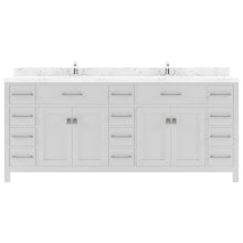 Load image into Gallery viewer, MD-2178-CMSQ-WH White Caroline Parkway 78&quot; Double Bath Vanity Set with Cultured Marble Quartz Top &amp; Rectangular Centered Basin