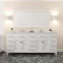 Load image into Gallery viewer, MD-2178-CMSQ-WH White Caroline Parkway 78&quot; Double Bath Vanity Set with Cultured Marble Quartz Top &amp; Rectangular Centered Basin, Mirror