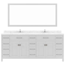 Load image into Gallery viewer, MD-2178-CMSQ-WH White Caroline Parkway 78&quot; Double Bath Vanity Set with Cultured Marble Quartz Top &amp; Rectangular Centered Basin, Mirror