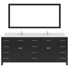 Load image into Gallery viewer, MD-2178-DWQRO-ES Espresso Caroline Parkway 78&quot; Double Bath Vanity Set with Dazzle White Quartz Top &amp; Oval Double Centered Basin, Mirror
