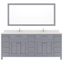 Load image into Gallery viewer, MD-2178-DWQRO-GR Gray Caroline Parkway 78&quot; Double Bath Vanity Set with Dazzle White Quartz Top &amp; Oval Double Centered Basin, Mirror