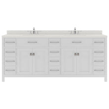Load image into Gallery viewer, MD-2178-DWQRO-WH White Caroline Parkway 78&quot; Double Bath Vanity Set with Dazzle White Quartz Top &amp; Oval Double Centered Basin