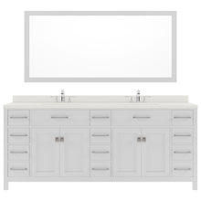 Load image into Gallery viewer, MD-2178-DWQRO-WH White Caroline Parkway 78&quot; Double Bath Vanity Set with Dazzle White Quartz Top &amp; Oval Double Centered Basin, Mirror