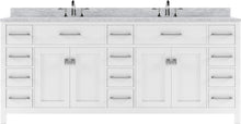 Load image into Gallery viewer, MD-2178-WMRO-WH White Caroline Parkway 78&quot; Double Bath Vanity Set with Italian Carrara White Marble Top &amp; Oval Double Centered Basin