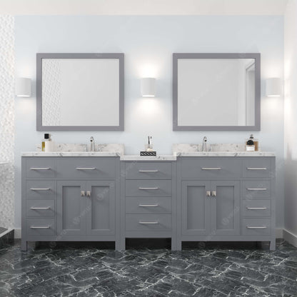 Caroline Parkway 93" Double Bath Vanity Set with Cultured Marble Quartz Top & Oval Right Offset Basin