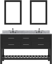 Load image into Gallery viewer, MD-2260-WMSQ-ES Espresso Caroline Estate 60&quot; Double Bath Vanity Set with Italian Carrara White Marble Top &amp; Rectangular Double Centered Basin. 2 Mirrors