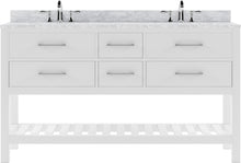 Load image into Gallery viewer, MD-2260-WMSQ-WH White Caroline Estate 60&quot; Double Bath Vanity Set with Italian Carrara White Marble Top &amp; Rectangular Double Centered Basin