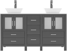 Load image into Gallery viewer, MD-4305-S-ES Espresso Bradford 60&quot; Double Bath Vanity, White Engineered Stone Top,  Rectangular Double Centered Basin