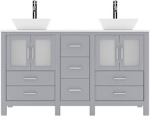Load image into Gallery viewer, MD-4305-S-GR  Gray Bradford 60&quot; Double Bath Vanity, White Engineered Stone Top,  Rectangular Double Centered Basin