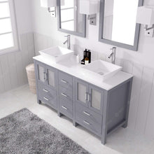 Load image into Gallery viewer, MD-4305-S-GR  Gray Bradford 60&quot; Double Bath Vanity, White Engineered Stone Top,  Rectangular Double Centered Basin, Mirror, side