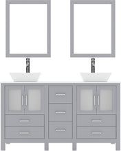 Load image into Gallery viewer, MD-4305-S-GR  Gray Bradford 60&quot; Double Bath Vanity, White Engineered Stone Top,  Rectangular Double Centered Basin, Mirror