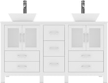 Load image into Gallery viewer, MD-4305-S-WH White Bradford 60&quot; Double Bath Vanity, White Engineered Stone Top,  Rectangular Double Centered Basin