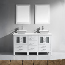 Load image into Gallery viewer, MD-4305-S-WH White Bradford 60&quot; Double Bath Vanity, White Engineered Stone Top,  Rectangular Double Centered Basin, Mirror2