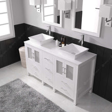 Load image into Gallery viewer, MD-4305-S-WH White Bradford 60&quot; Double Bath Vanity, White Engineered Stone Top,  Rectangular Double Centered Basin, Mirror, side