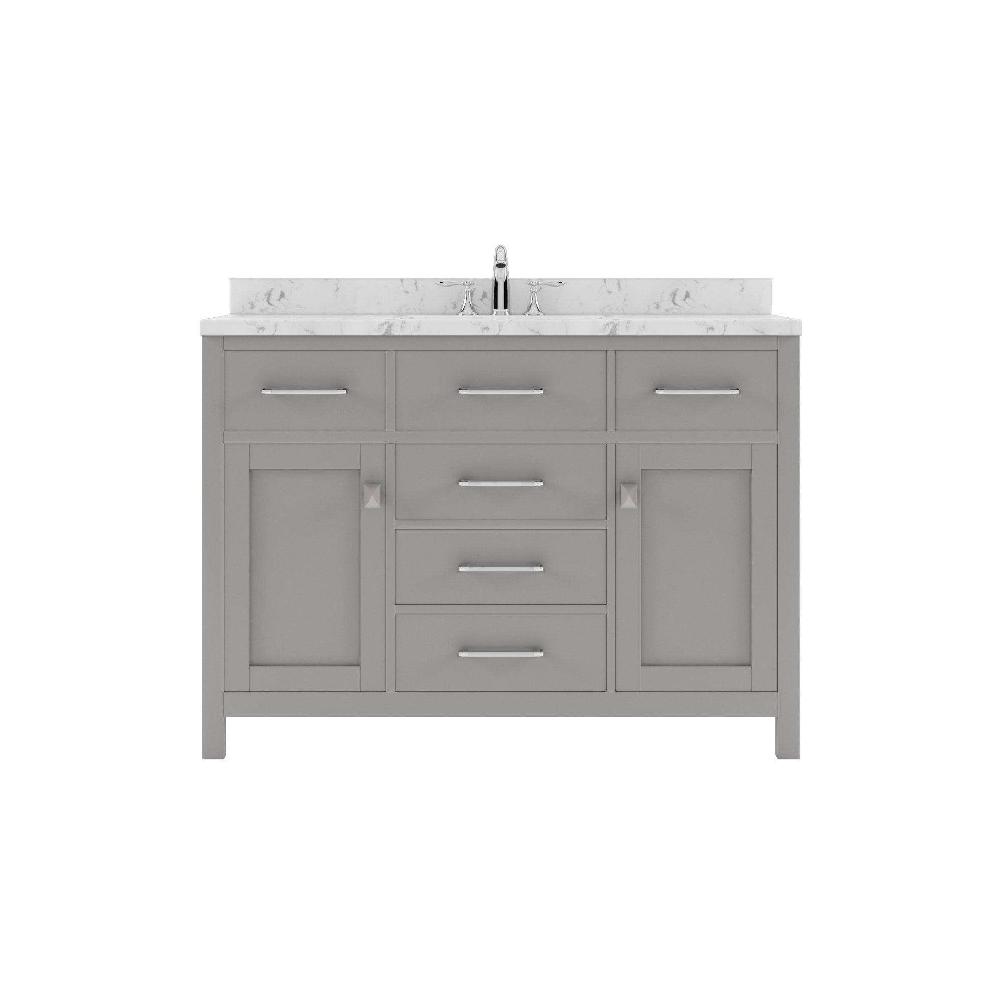 Caroline 48" Single Bath Vanity Set with Cultured Marble Quartz Top & Rectangular Centered Basin