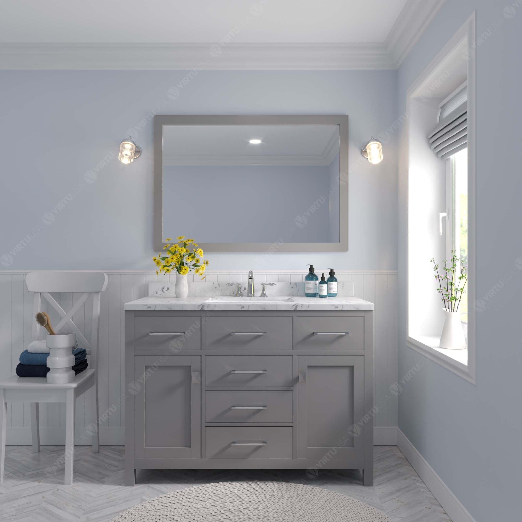 Caroline 48" Single Bath Vanity Set with Cultured Marble Quartz Top & Rectangular Centered Basin