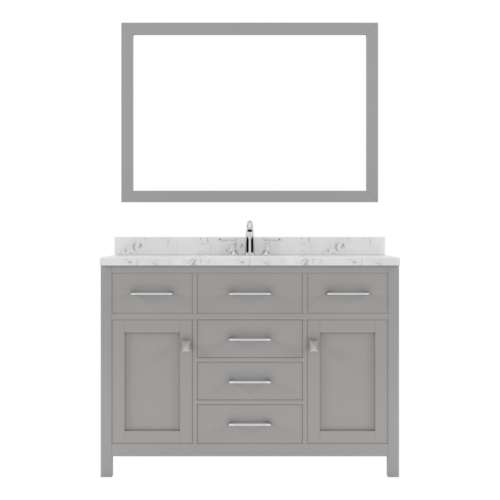 Caroline 48" Single Bath Vanity Set with Cultured Marble Quartz Top & Rectangular Centered Basin