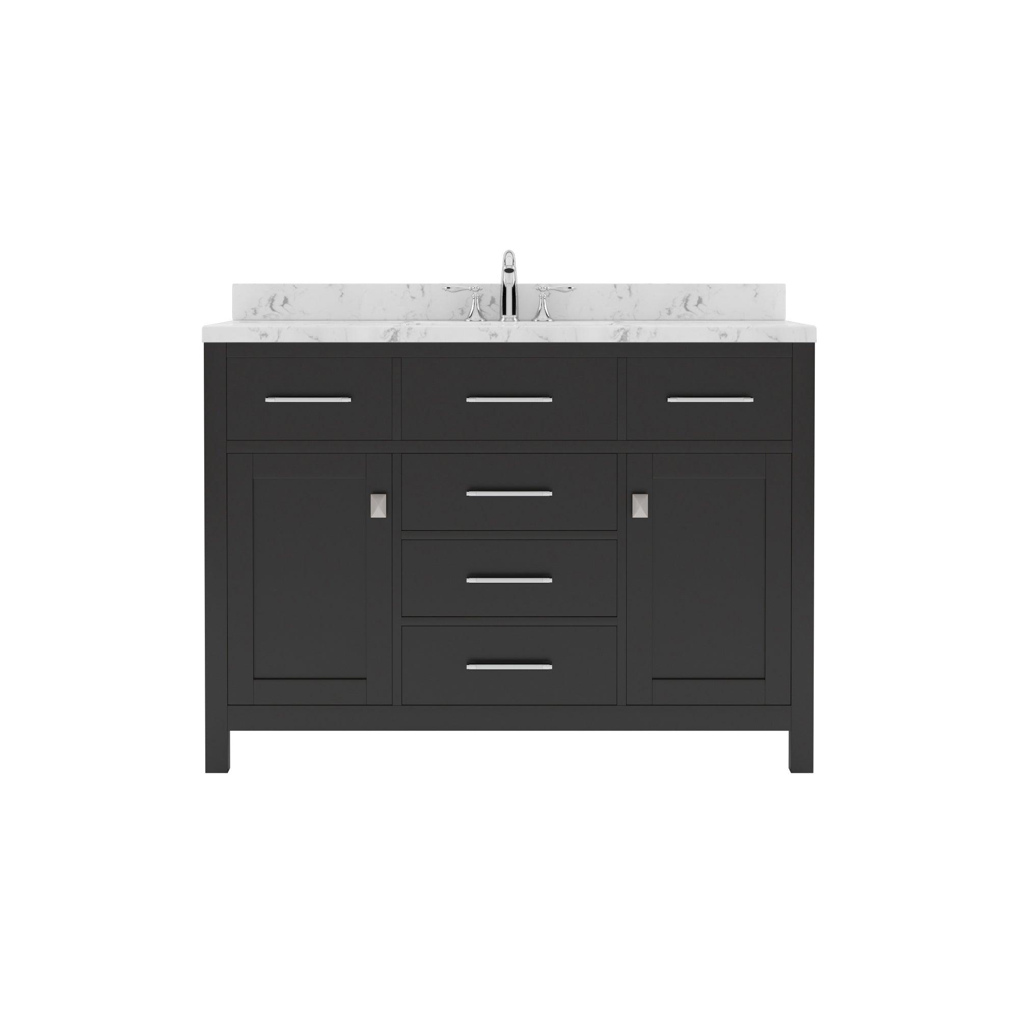 Caroline 48" Single Bath Vanity Set with Cultured Marble Quartz Top & Rectangular Centered Basin