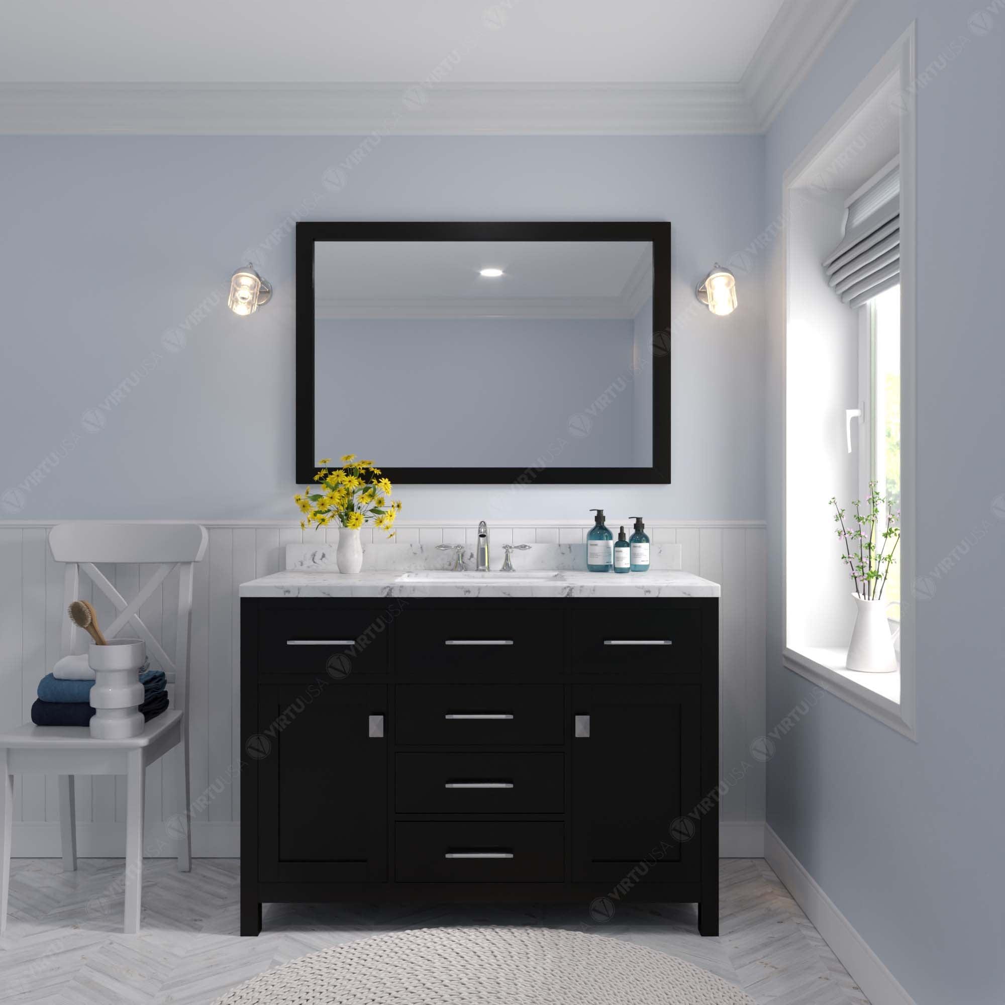 Caroline 48" Single Bath Vanity Set with Cultured Marble Quartz Top & Rectangular Centered Basin