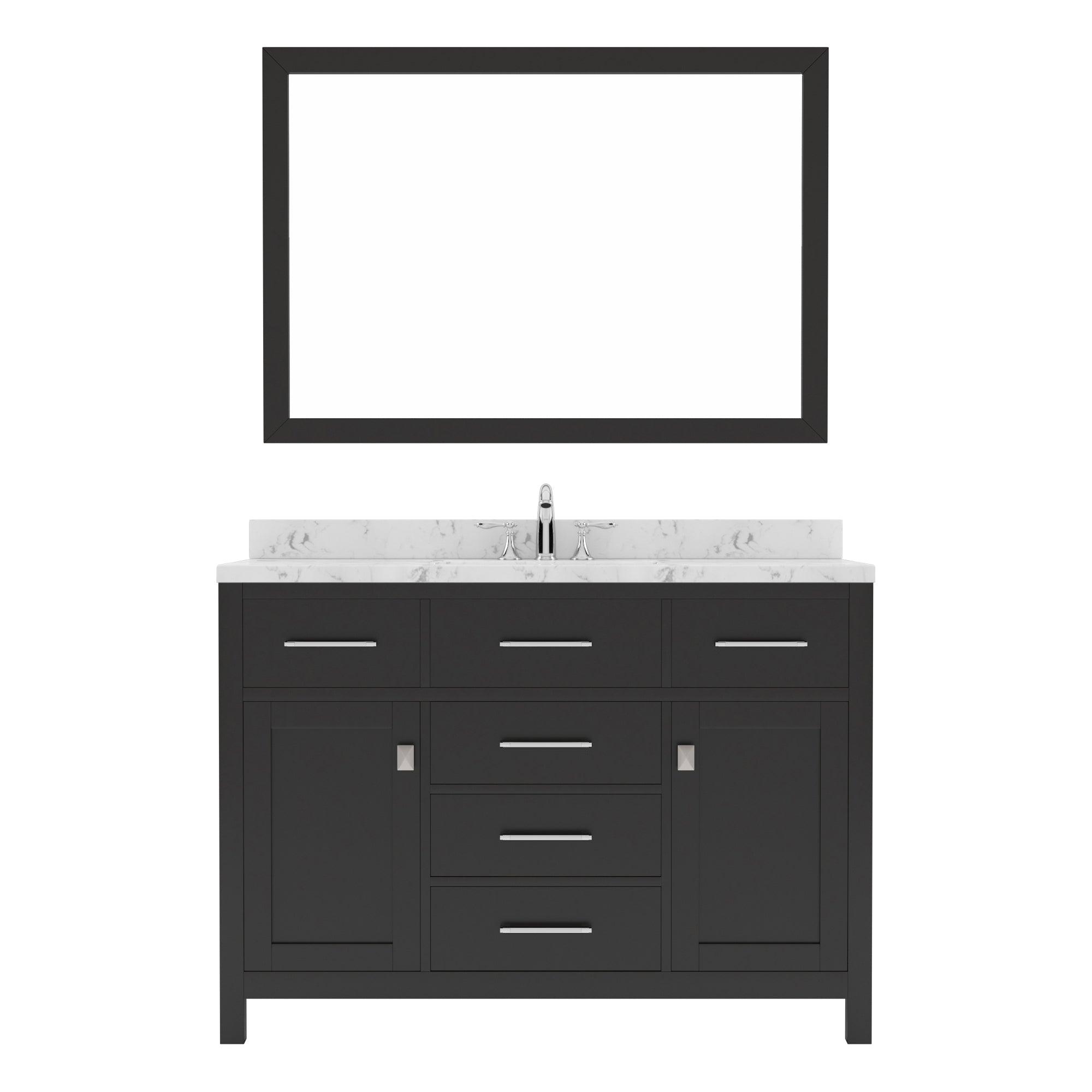 Caroline 48" Single Bath Vanity Set with Cultured Marble Quartz Top & Rectangular Centered Basin