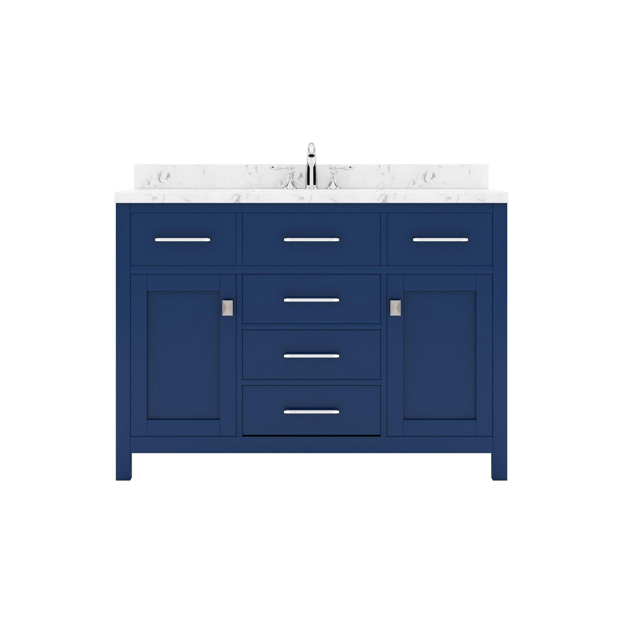 Caroline 48" Single Bath Vanity Set with Cultured Marble Quartz Top & Rectangular Centered Basin
