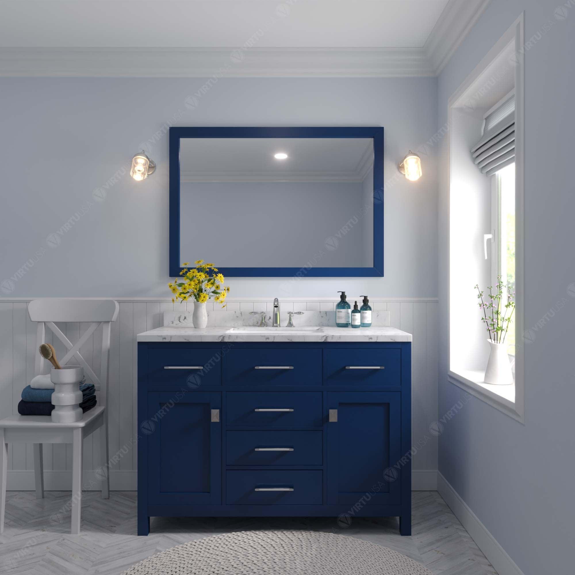 Caroline 48" Single Bath Vanity Set with Cultured Marble Quartz Top & Rectangular Centered Basin