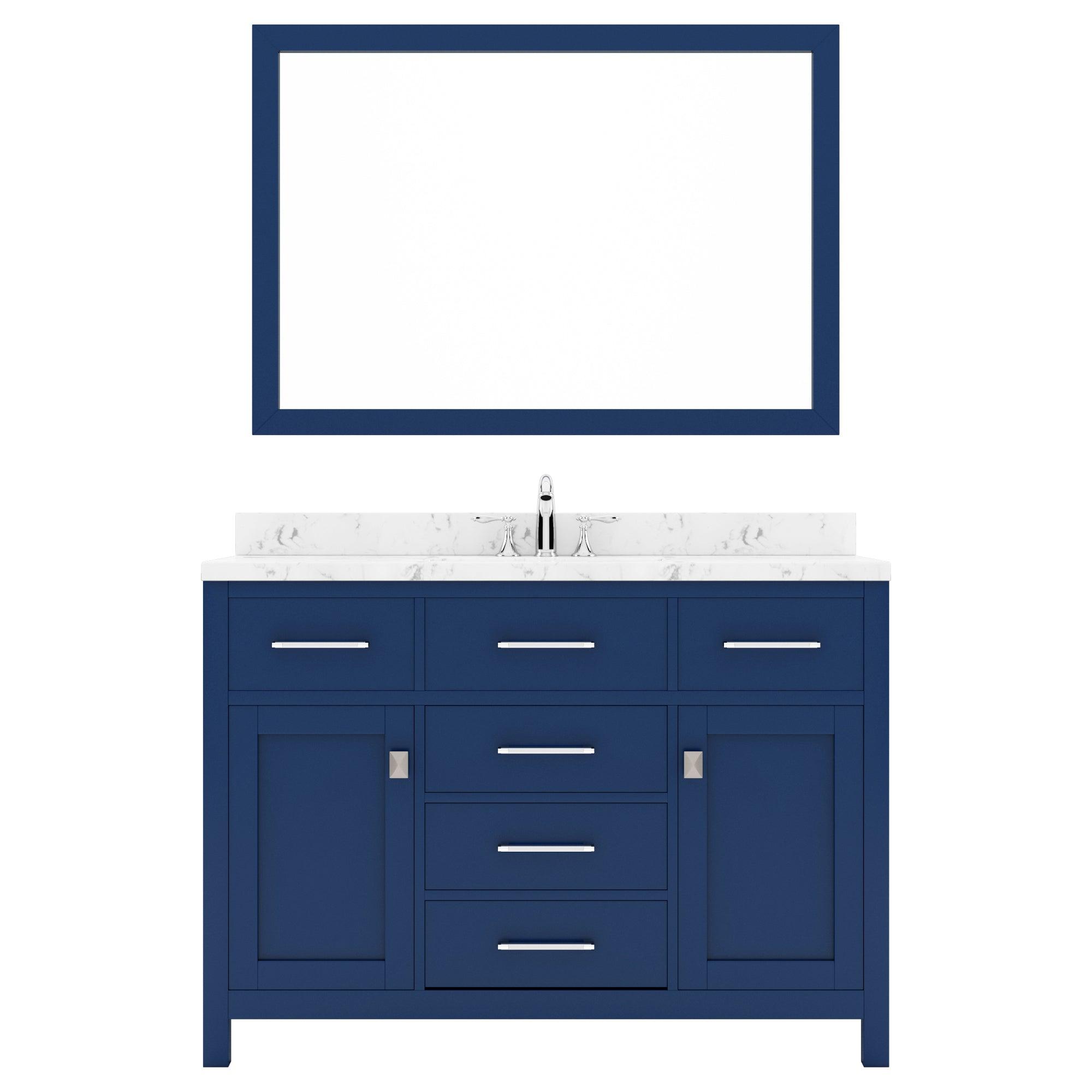 Caroline 48" Single Bath Vanity Set with Cultured Marble Quartz Top & Rectangular Centered Basin