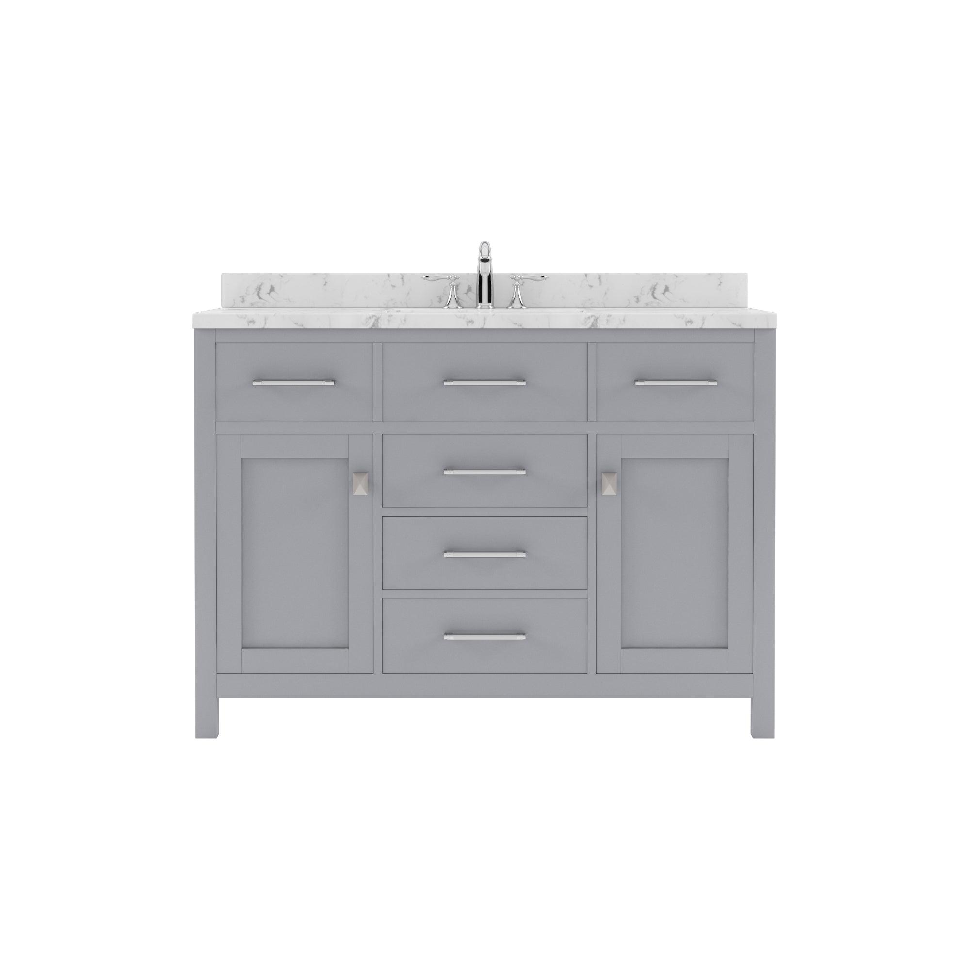 Caroline 48" Single Bath Vanity Set with Cultured Marble Quartz Top & Rectangular Centered Basin