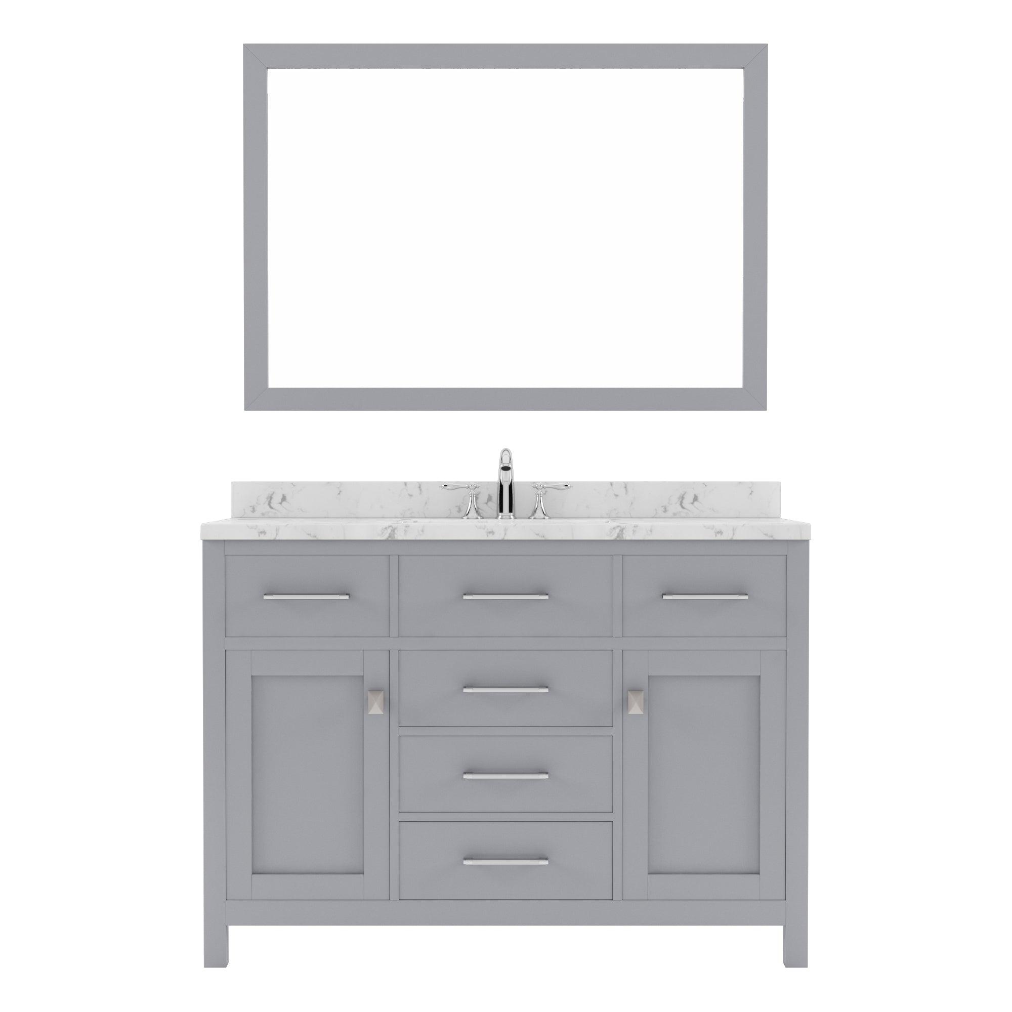 Caroline 48" Single Bath Vanity Set with Cultured Marble Quartz Top & Rectangular Centered Basin