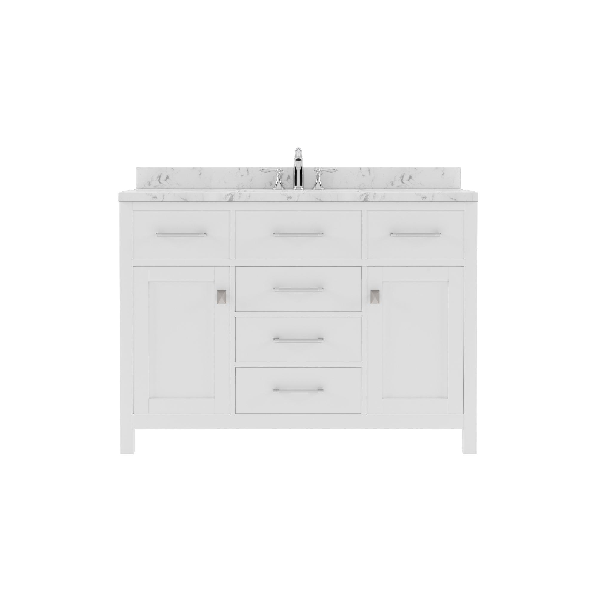 Caroline 48" Single Bath Vanity Set with Cultured Marble Quartz Top & Rectangular Centered Basin