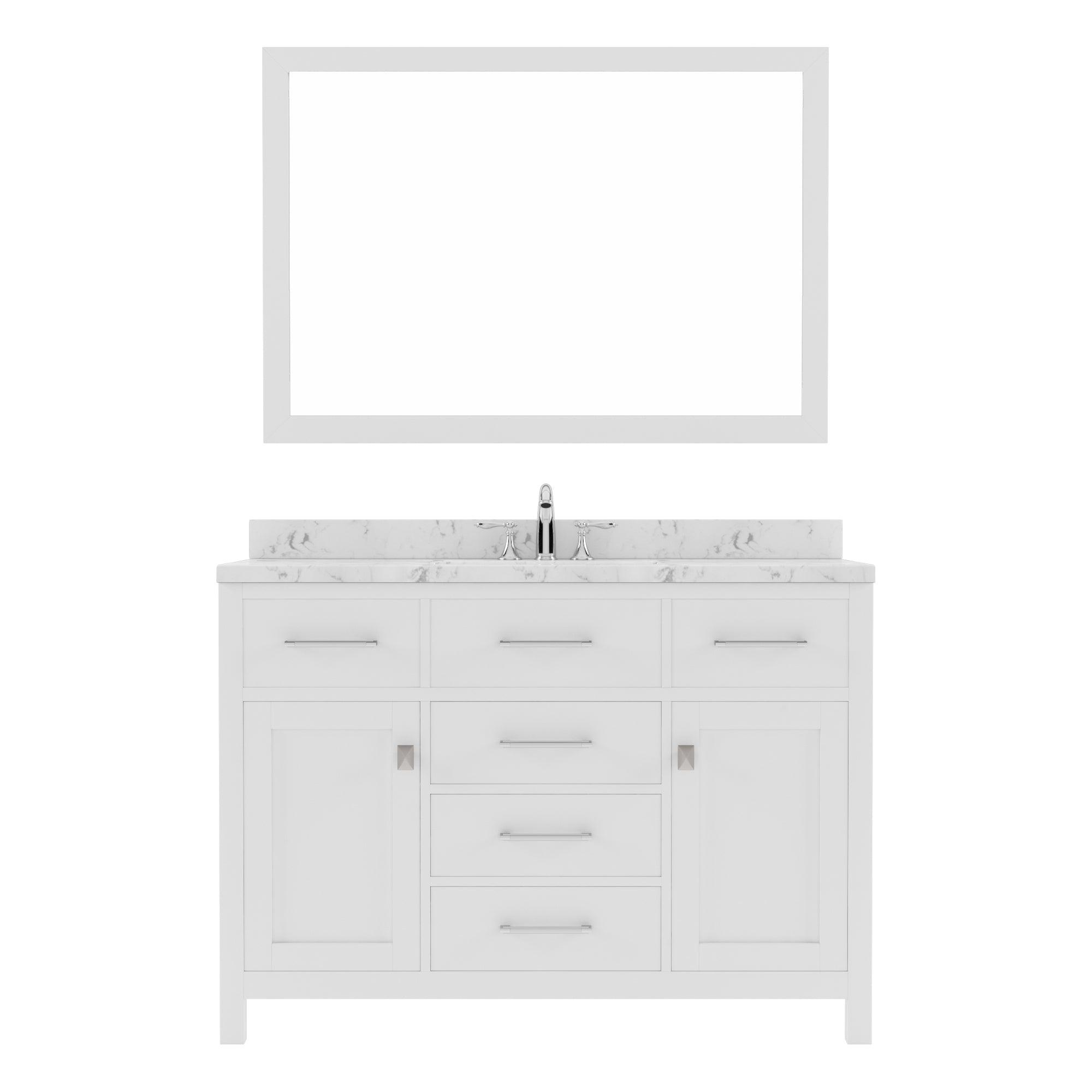 Caroline 48" Single Bath Vanity Set with Cultured Marble Quartz Top & Rectangular Centered Basin
