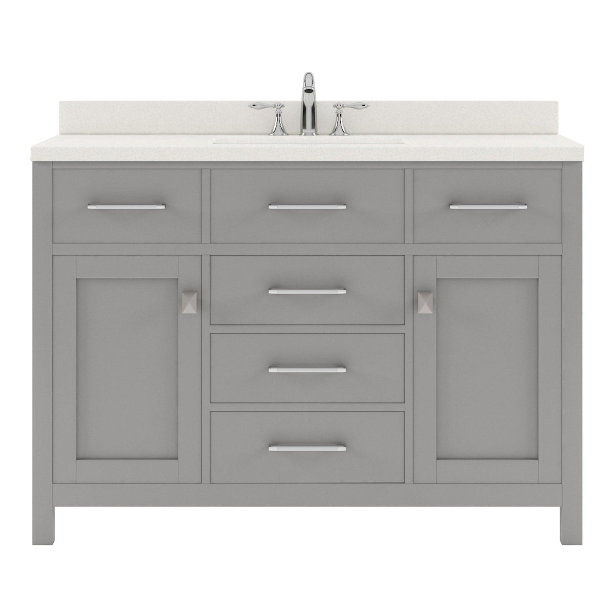 MS-2048-DWQRO-CG Cashmere Gray Caroline 48" Single Bath Vanity Set with Dazzle White Quartz Top & Oval Centered Basin